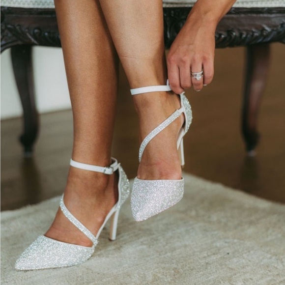 Elegant boutique high pumps pearls and glitter/sparkly bridal wedding heels - Picture 2 of 4